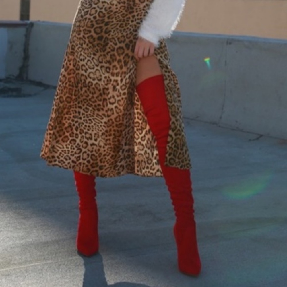 RESTOCKED - Faux Suede Stretch Over the Knee Boots - Picture 3 of 8